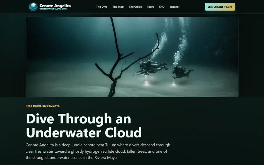 Cenote Angelita homepage screenshot