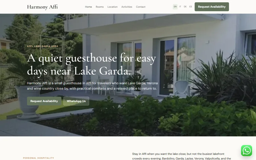 Harmony Affi homepage screenshot